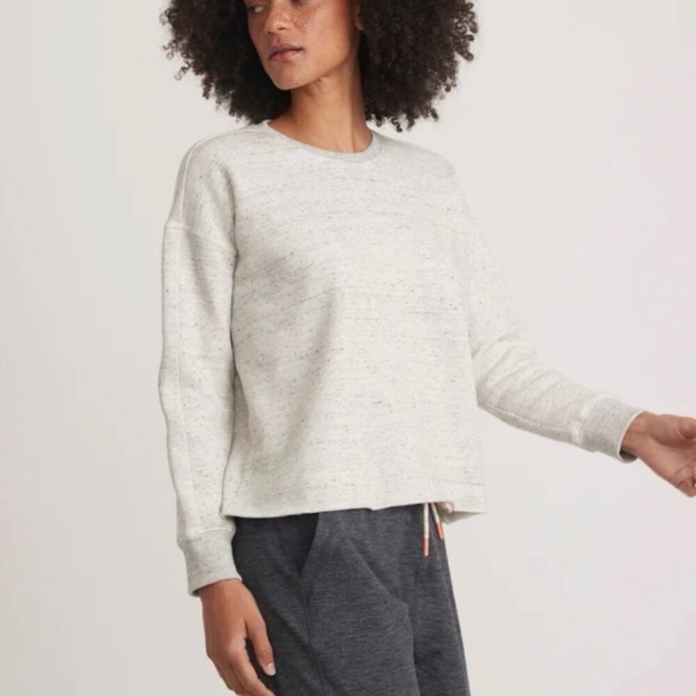 Marine Layer Siloh Cropped Crewneck Sweatshirt in Speckled Gray Women’s XS $88